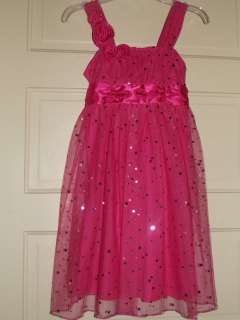 NWT Amys Closet Girls 7 or 14 Beautiful Pink Sparkly Mesh Dress $58 