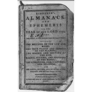   Bannekers Almanack & Ephemeris for the Year of our Lord,1793,book