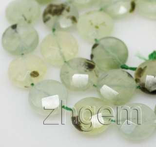 14mm natural faceted Prehnite loose beads gem 15long  