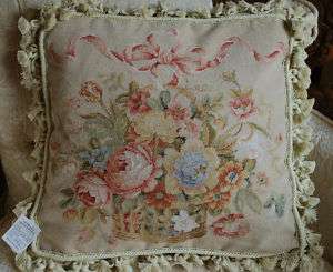18x18 French Country Petitpoint Needlepoint Pillow 15K  