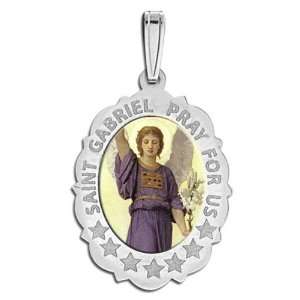  Saint Gabriel Scalloped Medal Color Jewelry