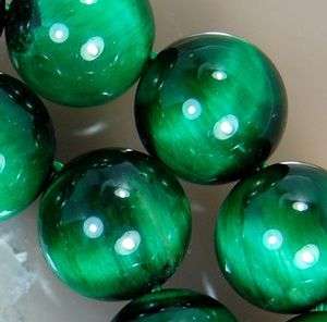 10mm Green Tiger Eye Round Beads 19pcs  