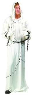 MENS WHITE GHOST HOODED ZOMBIE HALLOWEEN COSTUME ADULT  