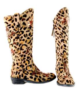 Beverly Feldman leopard stamped boots  