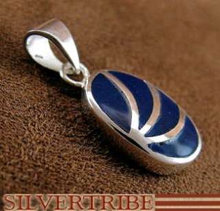 Genuine Sterling Silver & Lapis Inlay Pendant Jewelry  