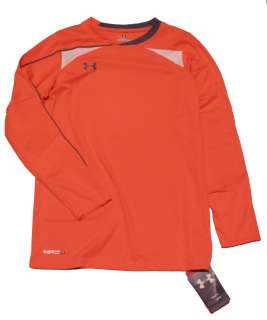 Under Armour Youth Boys Orange Goalie Jersey Heat Gear Shirt Impact L 