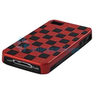 Pink Hard+Red Hybrid Zebra Checkered Case Cover For iPhone 4 4S 4G S 