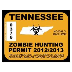  Tennessee Zombie Hunting Permit 2012 (Bumper Sticker 
