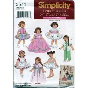  Simplicity Sewing Pattern 3574 8 Doll Clothes Vintage 