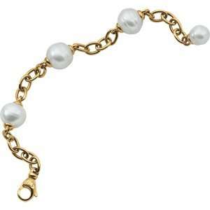  18k Yellow Gold South Sea Cult. Pearl Bracelet 7 1/2 To 8 