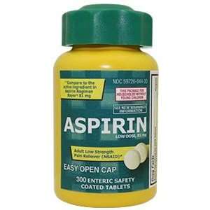  Aspirin, 81 mg, 300 enteric safety coated tablets Health 