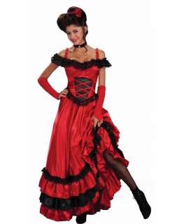 Western Saloon Girl Wench Moulin Rouge Fancy Dress Costume  Plus Size 