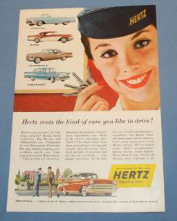 Vintage 1957 Hertz Rent a Car Great GM Cars Ad Nat Geo  