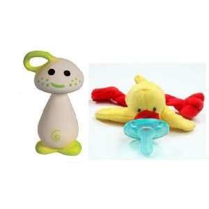 Chan Pie Gnon Teether (Yellow) and Wubbanub Yellow Duck Pacifier with 