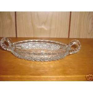  Vintage Oval Handled Glass Relish Dish 