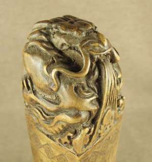 CARVED WITH DRAGON CALLIGRAPHY IN OLD STONE SEAL  