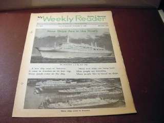 Vintage MY WEEKLY READER 1959 w/Cruise Ship ROTTERDAM Rare Nostalgia 