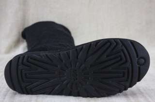 Ugg Australia womens Classic Cardy Crochet Knit Knee Boots Black 8 