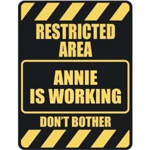   RESTRICTED AREA ANNIE IS WORKING  PARKING SIGN