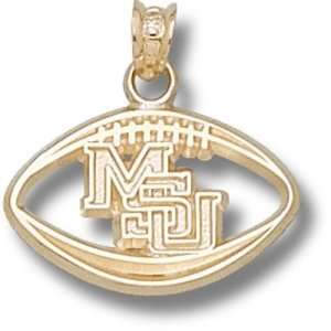 Mississippi State University New MSU Pierced Football Pendant (Gold 