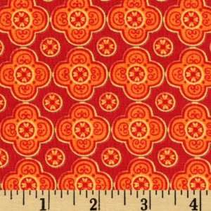  44 Wide Moda Fresh Flowers Medallion Aster Red Fabric By 