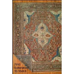  9x10 Hand Knotted Sultanabad Persian Rug   96x1010