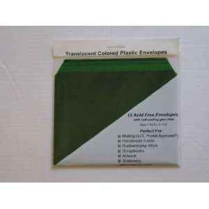 Clear Plastic Envelopes (Christmas Green A7)   12 Pack 