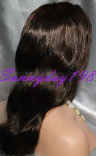 16 #2 Dark Brown Body Wave 100% Indian Remy Human Hair Lace Front Wig 