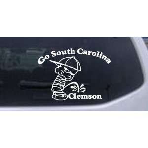White 10in X 7.1in    Go South Carolina Pee On Clemson Car Window Wall 