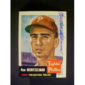 Ken Heintzelman Philadelphia Phillies #136 1953 Topps Archives Signed 