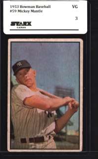 1953 Bowman Baseball #059 Mickey Mantle (Yankees) STX 3 VG  