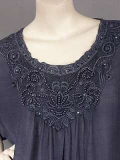 Gothic Renaissance Blue Beaded Top Tunic L  