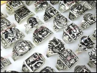wholesale jewelry lots 30pcs Vintage Tibet silver Mens Rings mix lots 