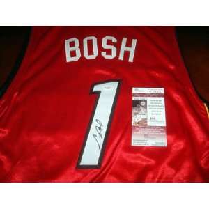 Chris Bosh Autographed Uniform   Red + JSA COA   Autographed NBA 