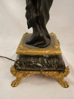 Old FRENCH Victorian FIGURAL Antique LADY & CHALICE Torchiere STATUE 