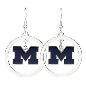  Michigan Wolverines   NCAA Floating Logo Hoop Earrings 