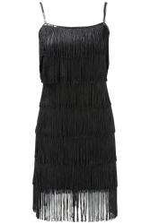 Stunning 1920s Style Fringe Flapper Party Evening Dress Size UK 8 14 