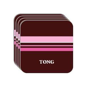 Personal Name Gift   TONG Set of 4 Mini Mousepad Coasters (pink 