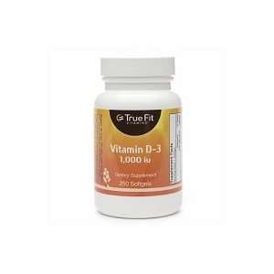  True Fit Vitamins Vitamin D 3, 1000 IU, 250 softgels 