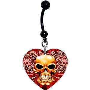  Heart Aberration of Skulls Belly Ring Jewelry