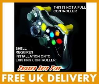 XCM Xbox 360 Wireless Chrome Controller Shell/Yellow LED/D Pad /Auto 