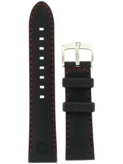 Wenger 22mm Black w/ Red Stitching Rubber Strap 91237 029621912370 