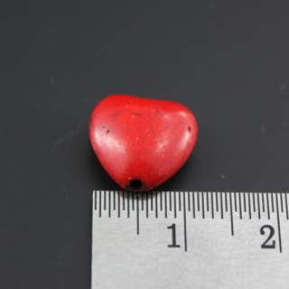 10 Red Heart Shape Drilled Beads Natural Finding 1 cm  