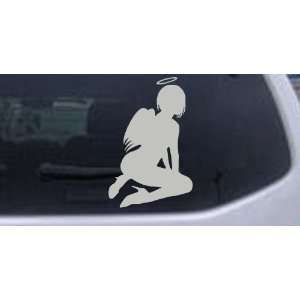 Sexy Angel Silhouettes Car Window Wall Laptop Decal Sticker    Silver 