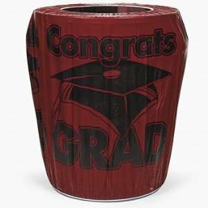  Burgundy Congrats Grad Trash Can Cover   Party Decorations 