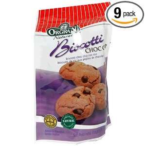 OrgraN Biscotti, Chocolate Chip, 5.3 Ounce Bags (Pack of 9)