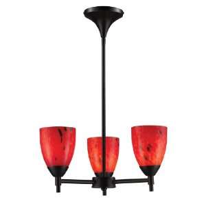  10154/3DR FR Celina 3 Light Chandelier In Dark Rust and Fire Red Glass