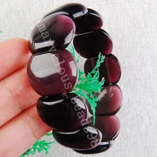 Dark Purple Cats Eye Beads Bracelet 7 G2766  