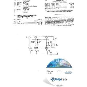 NEW Patent CD for LOCKOUT CIRCUIT INCORPORATING ELECTROMAGNETIC RELAYS