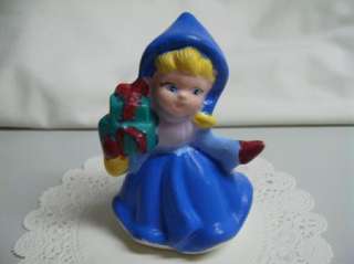 Vintage Sweet Victorian Style Christmas Shopping Girl Figurine Hand 